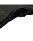 Close-up of zipped kangaroo pocket on SE12 Softshell Hoody Black, ideal for snowboarding with water-resistant fabric.