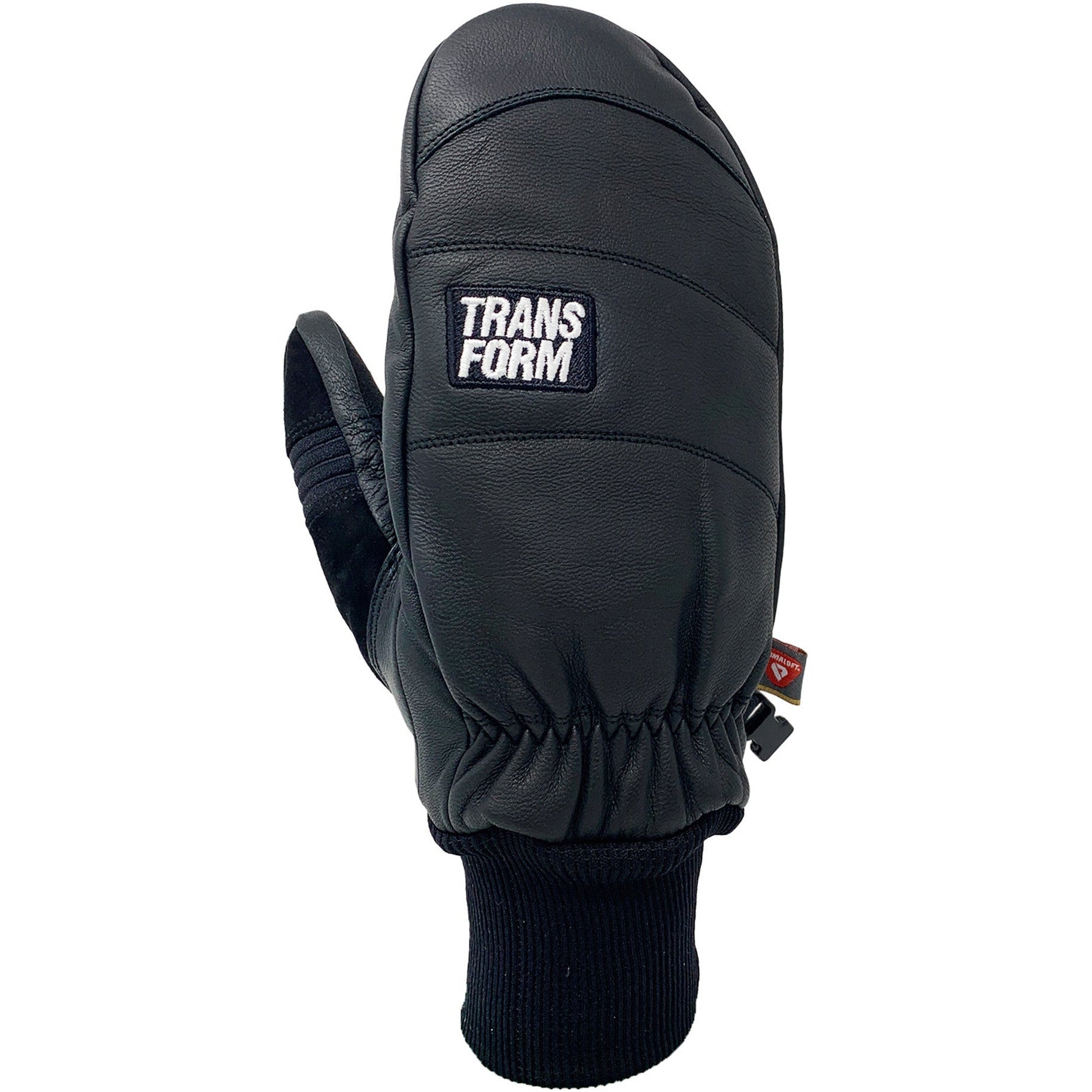 The Photo Incentive Mitt Black snowboarding mitten with full leather construction and Comfort Cuff design. Ideal for harsh weather conditions.