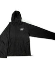 Black Stacked Jacket, lightweight 10k weatherproof snowboard shell, hooded with zip chest and side pockets, gender-neutral sizing