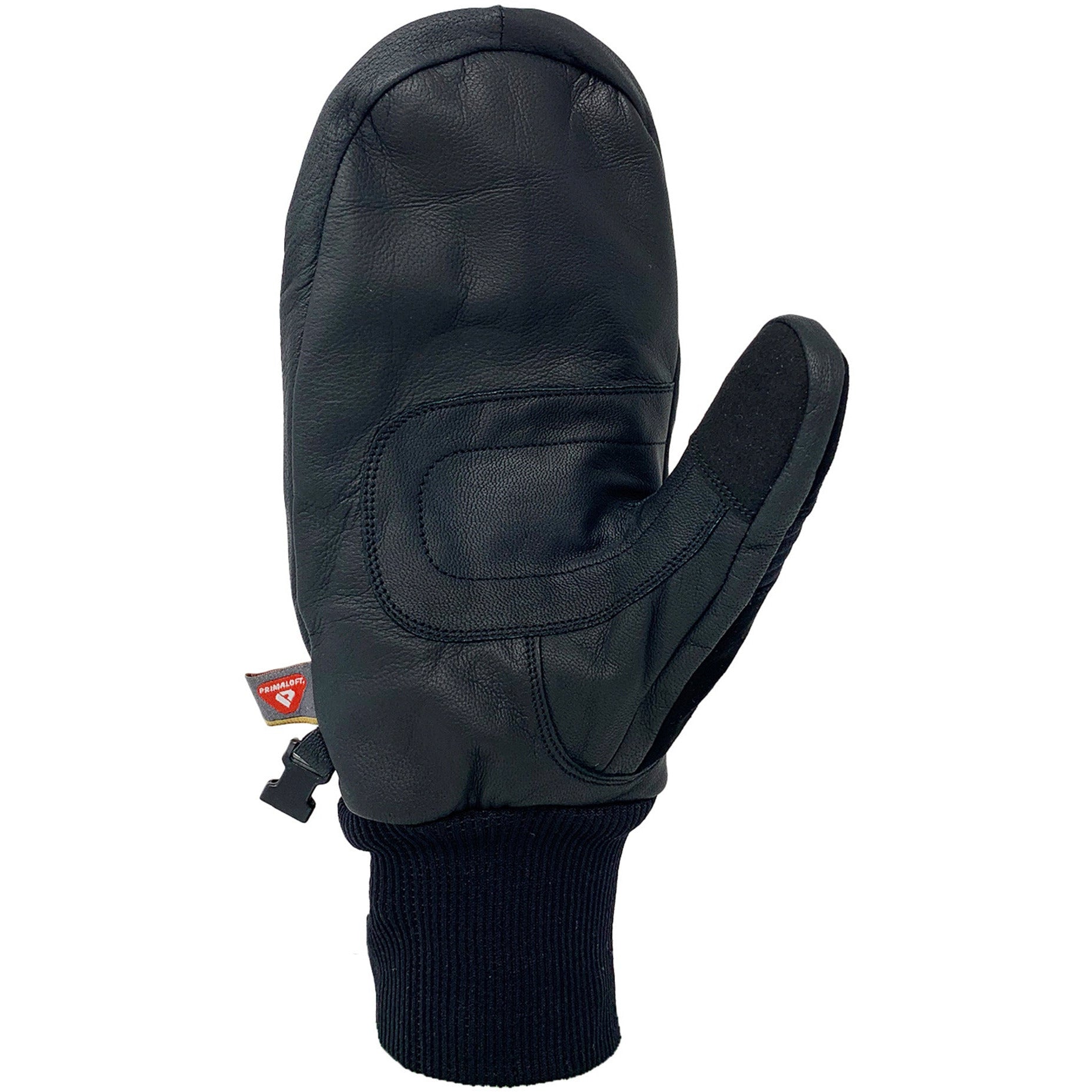 Black Photo Incentive Mitt for snowboarding with full leather construction, Primaloft Gold Insulation, and Hipora 10K Waterproof Inserts