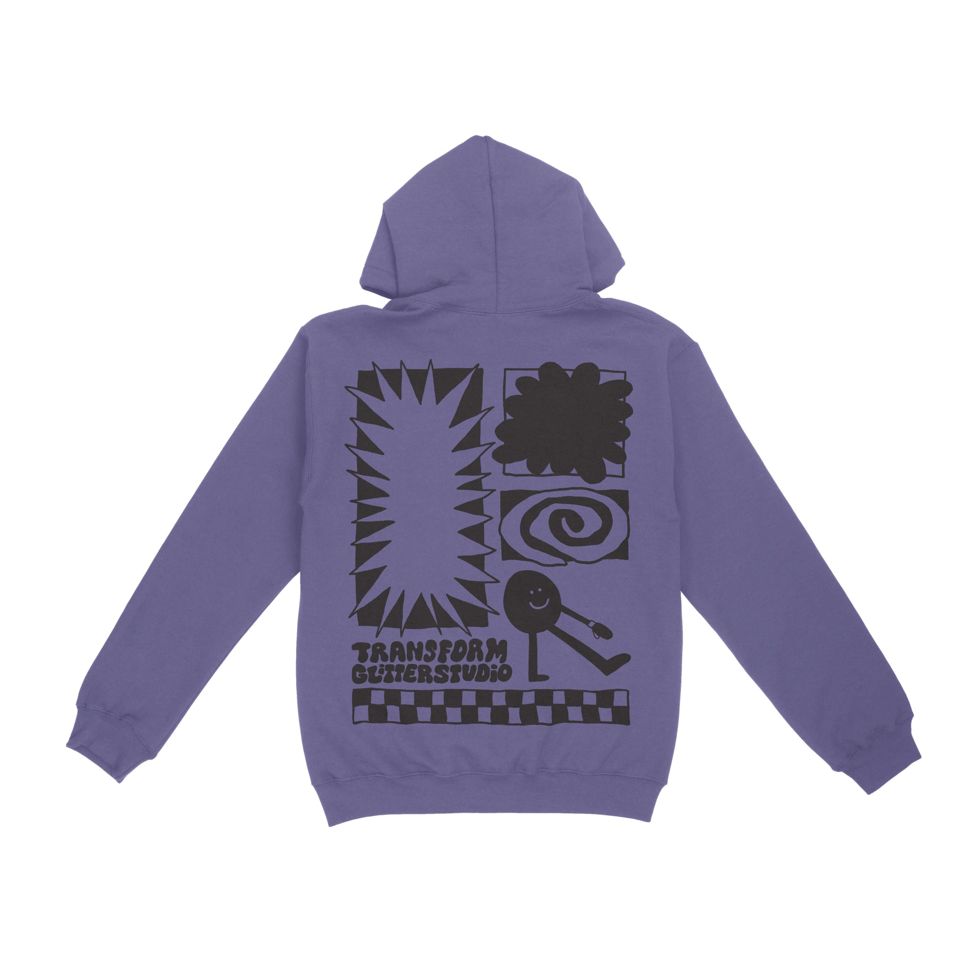 Transform x Glitterstudio Lavender Hoodie with Screenprint Design, Thumb Cuffs for Snowboarding